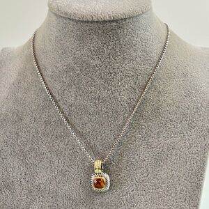 David Yurman Small Albion Pendant Necklace with Citrine 16"